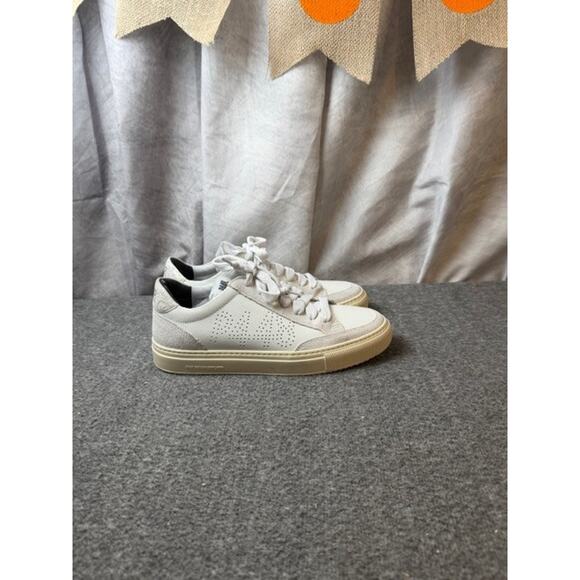 P448 Soho Low Top Sneaker Shoes Women’s White Silver Sz 38 Leather - Picture 4 of 10